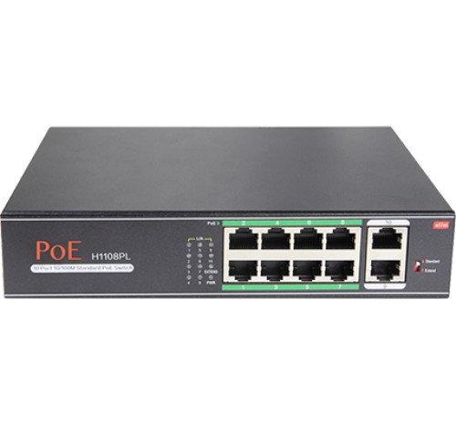 8-POE Portlu, 10 Port RJ45 Ethernet Switch